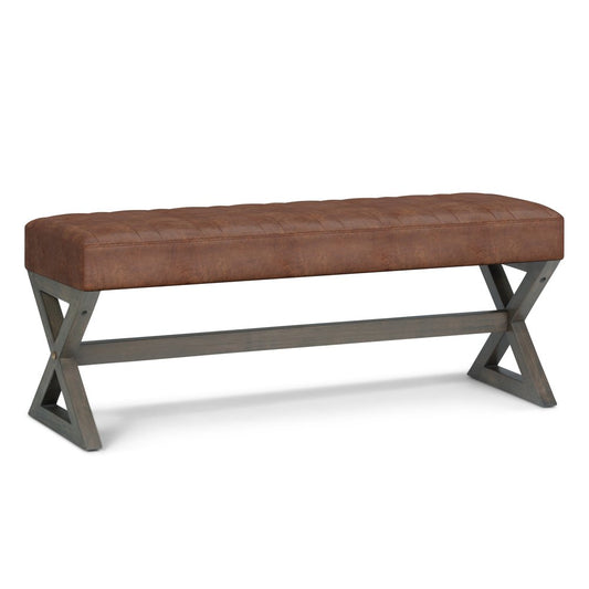 48" Brown Leather Ottoman