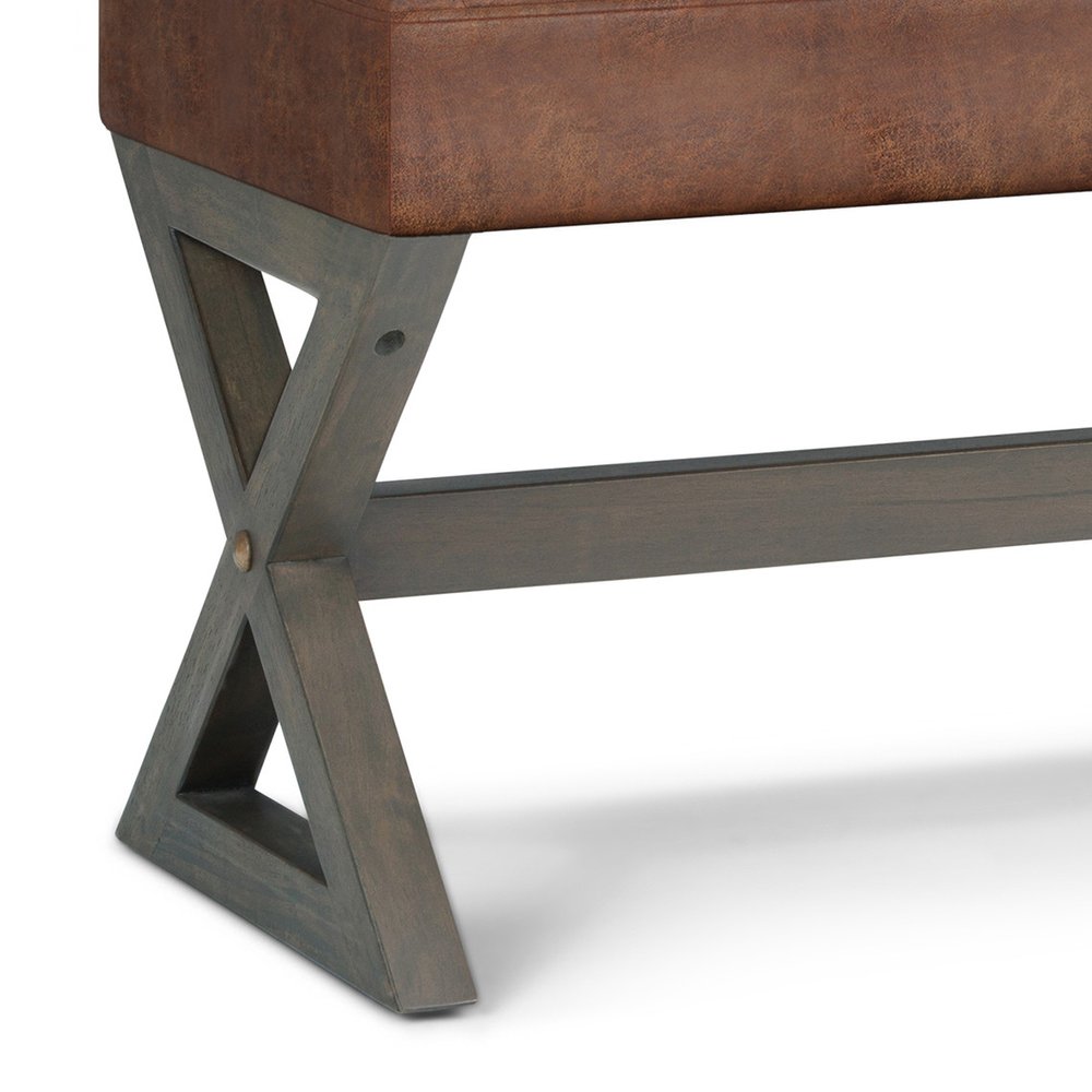 48" Brown Leather Ottoman