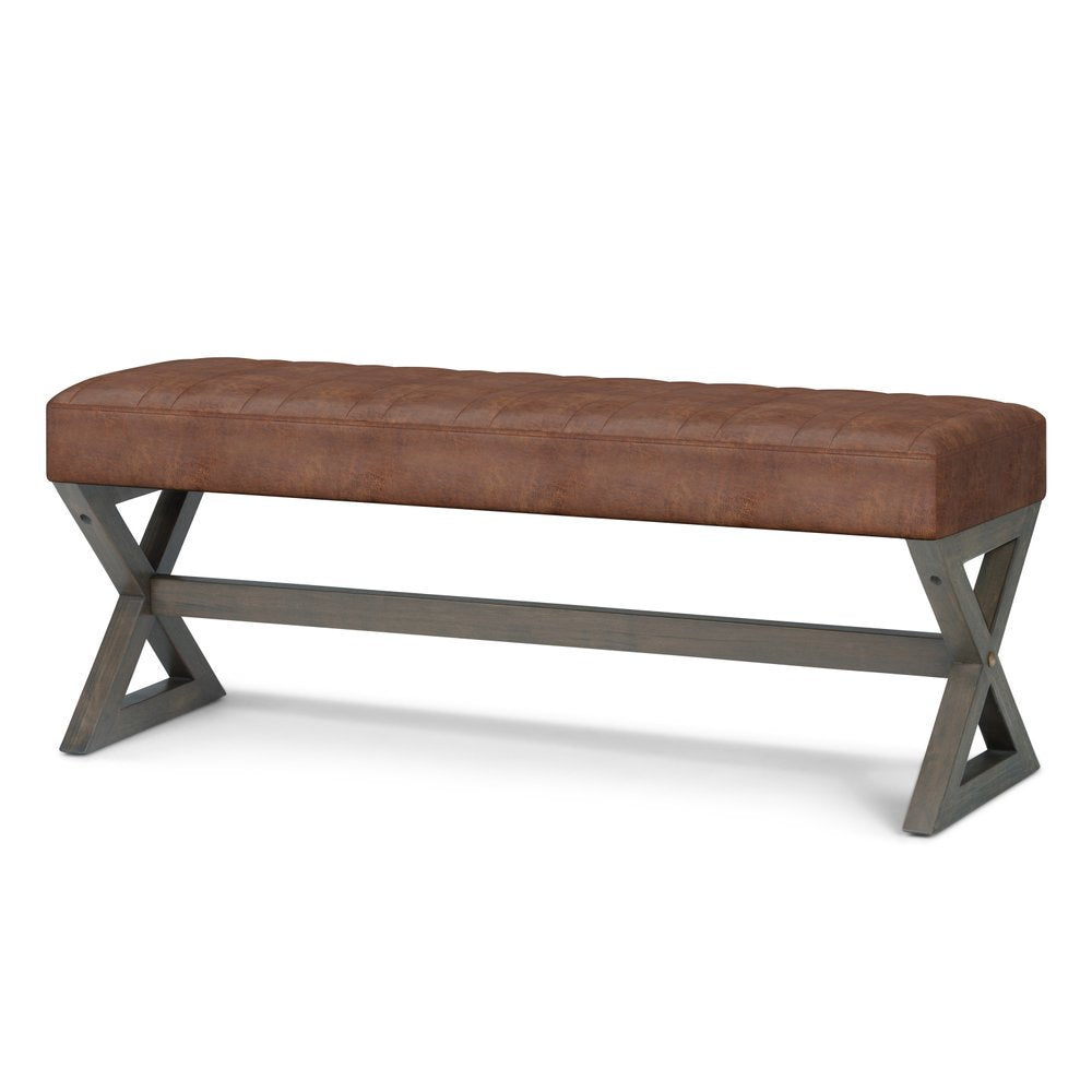48" Brown Leather Ottoman