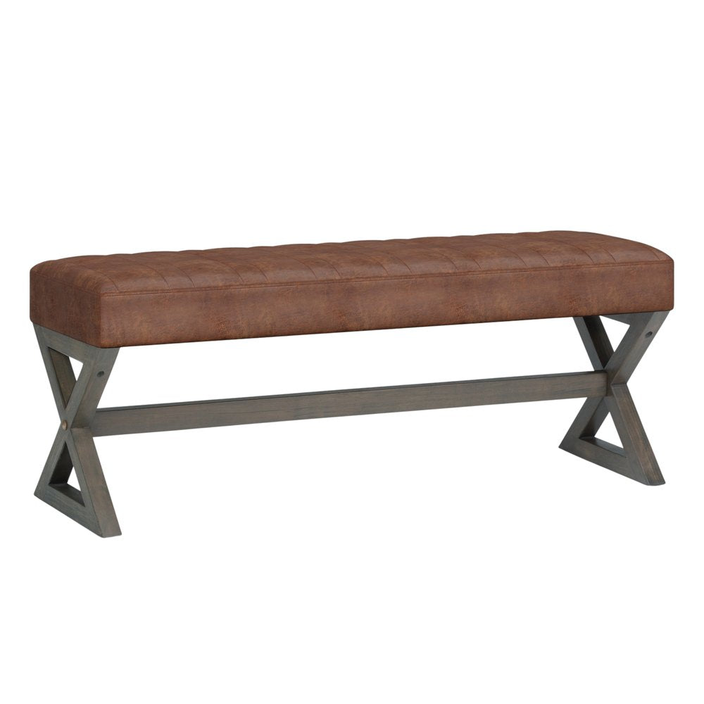 48" Brown Leather Ottoman
