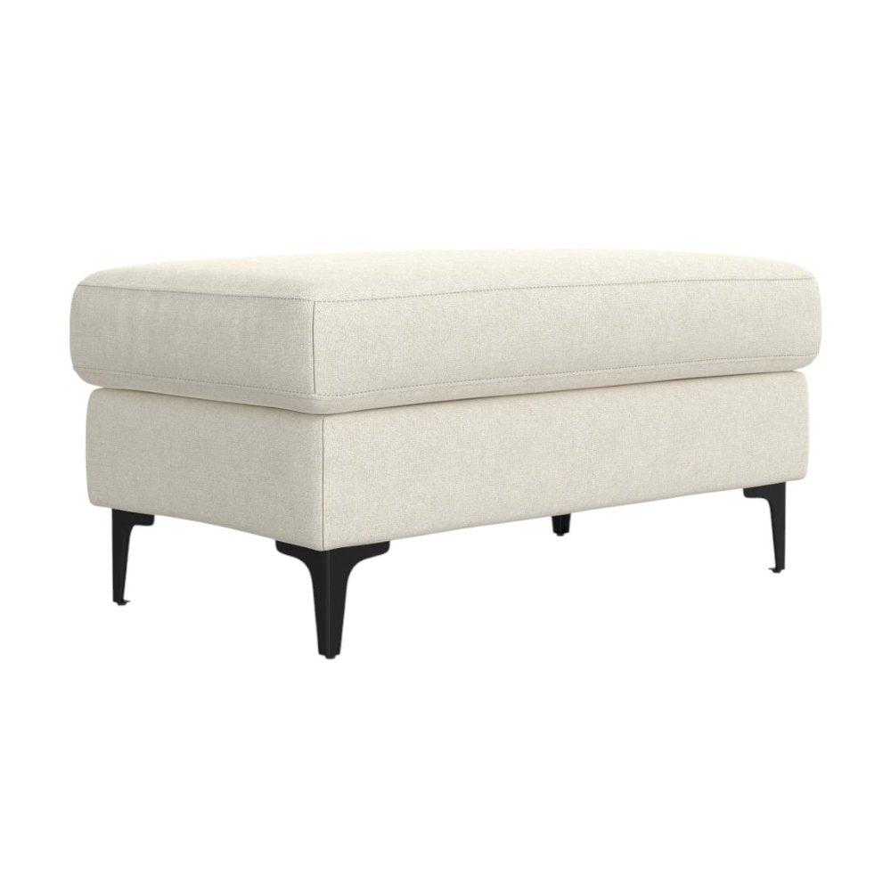 36" Cream and Black Fabric Ottoman