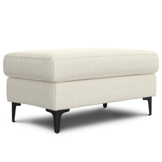 36" Cream and Black Fabric Ottoman