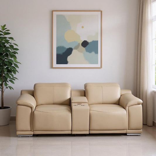 93" White and Silver Leather Power Reclining Loveseat