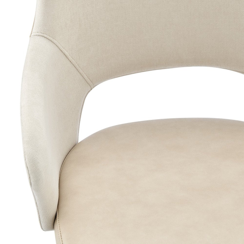 Beige Ivory and Black Adjustable Height Swivel Rolling Office Chair