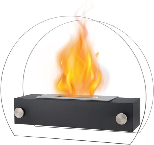 14" Black And Silver Metal BioEthanol Round Portable Firepit