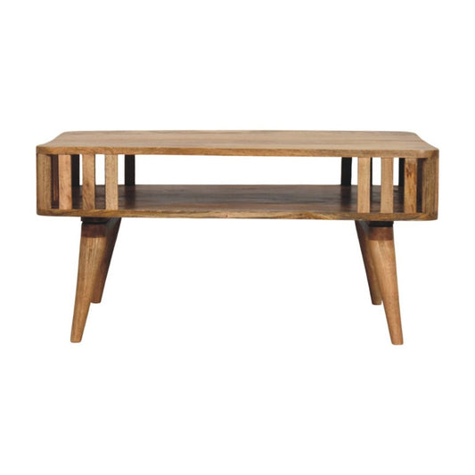 33" Oak Solid Wood Coffee Table With Shelf