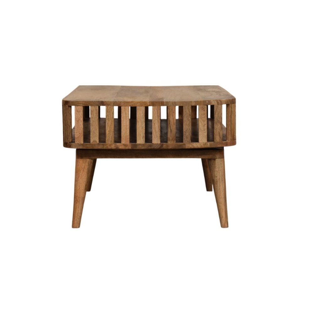 33" Oak Solid Wood Coffee Table With Shelf