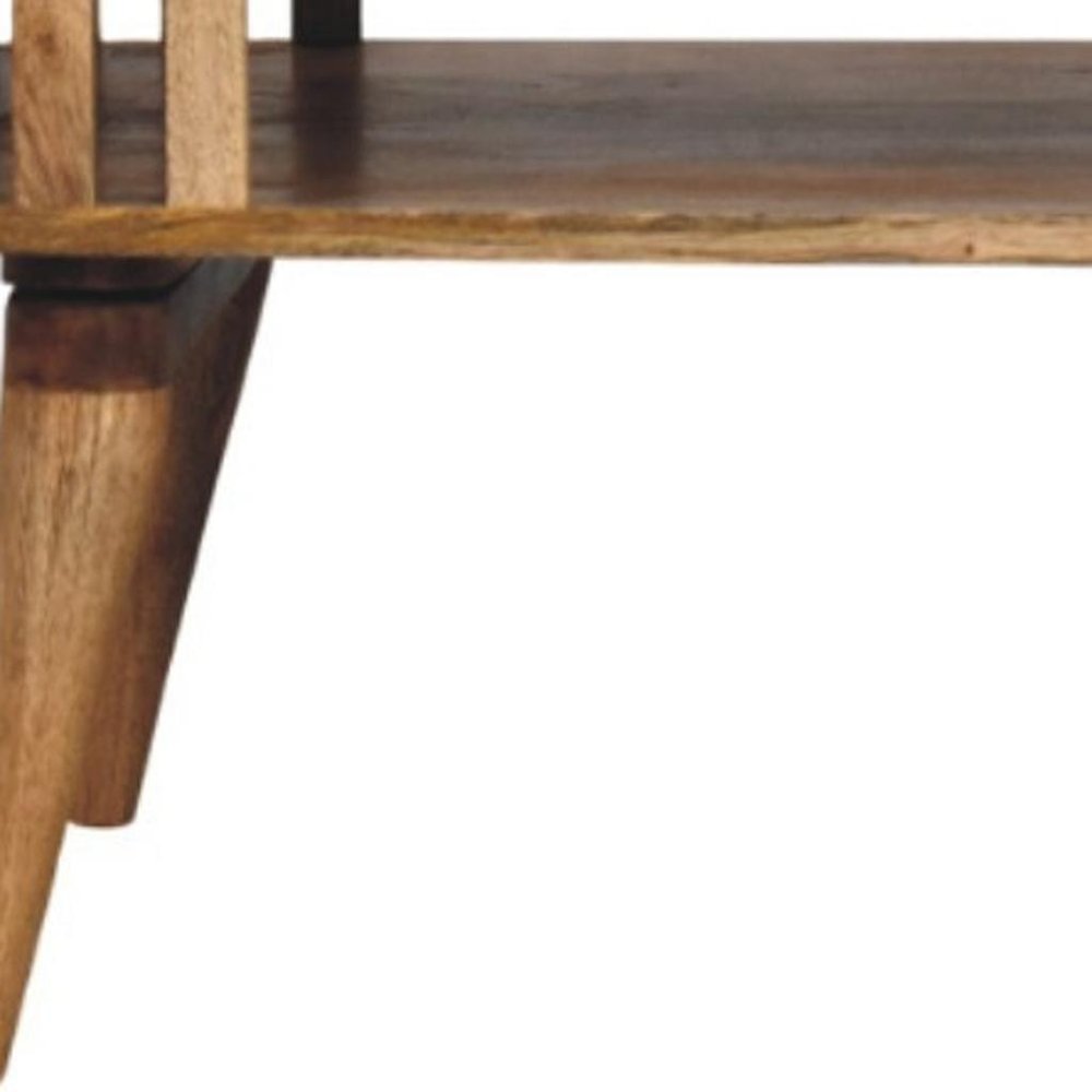 33" Oak Solid Wood Coffee Table With Shelf