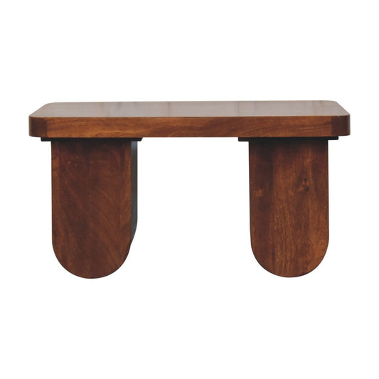 32" Chestnut Solid Wood Double Pedestal Coffee Table