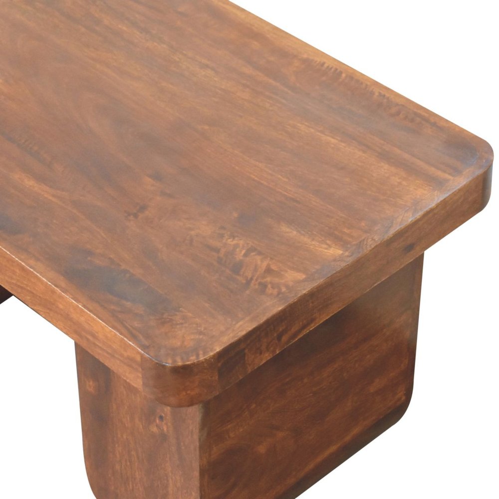 32" Chestnut Solid Wood Double Pedestal Coffee Table