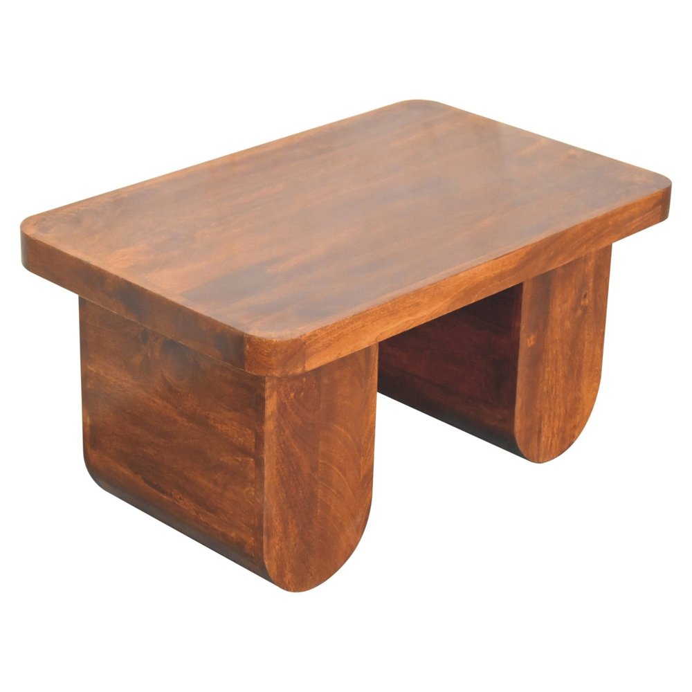 32" Chestnut Solid Wood Double Pedestal Coffee Table