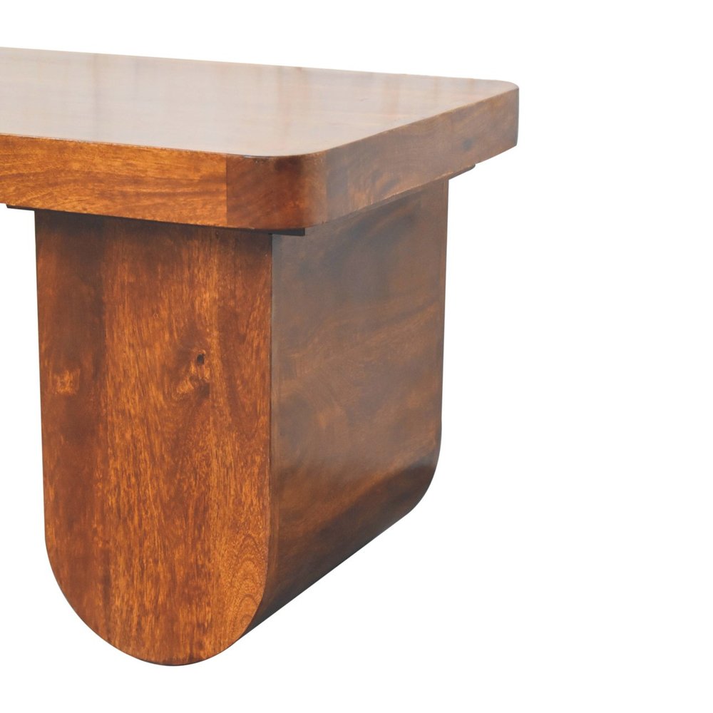 32" Chestnut Solid Wood Double Pedestal Coffee Table