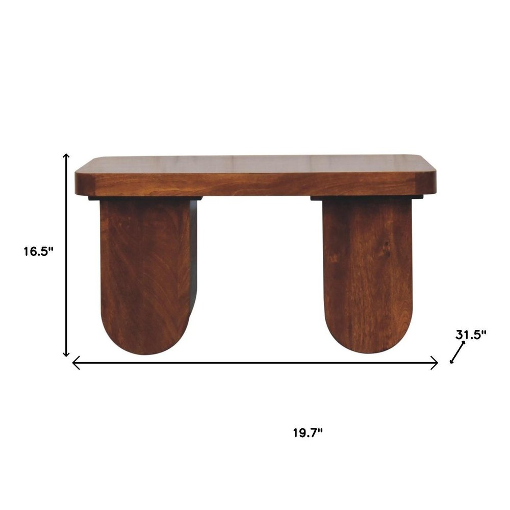 32" Chestnut Solid Wood Double Pedestal Coffee Table
