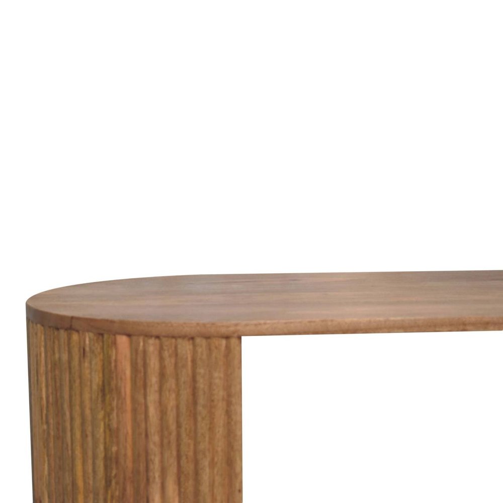 43" Oak Solid Wood Oval Coffee Table With Shelf