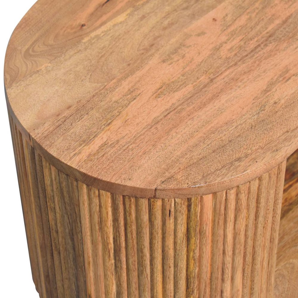 43" Oak Solid Wood Oval Coffee Table With Shelf