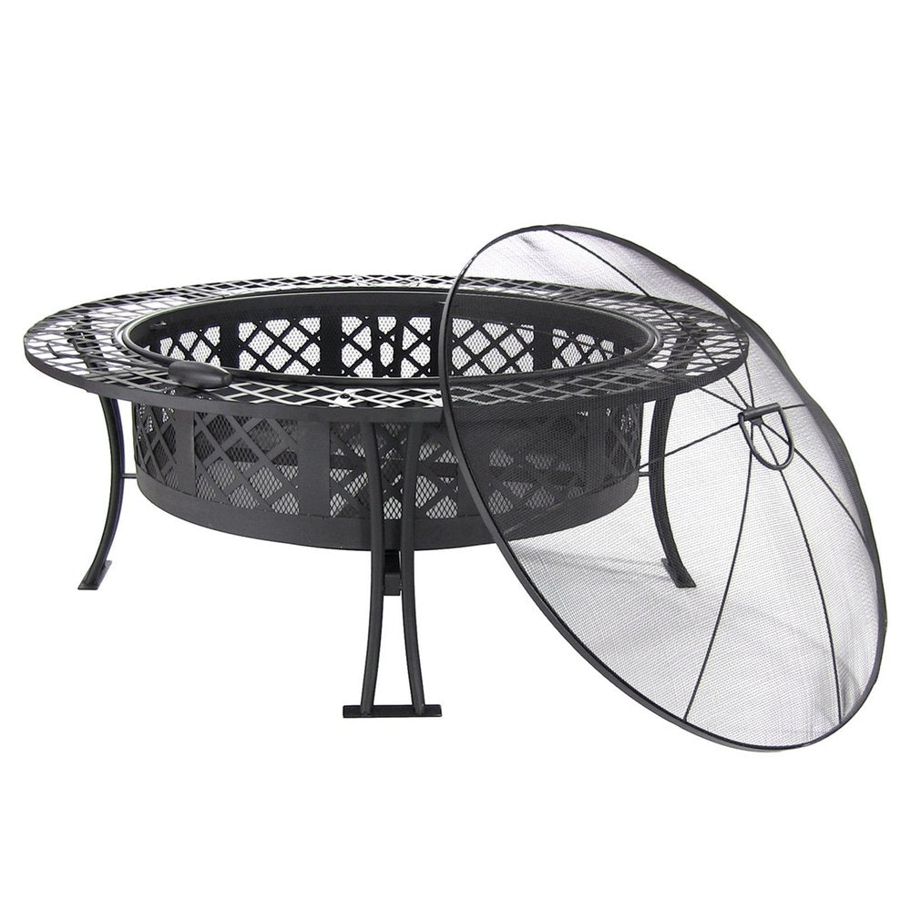 40" Black Steel Wood Burning Round Fire Pit
