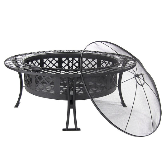 40" Black Steel Wood Burning Round Fire Pit