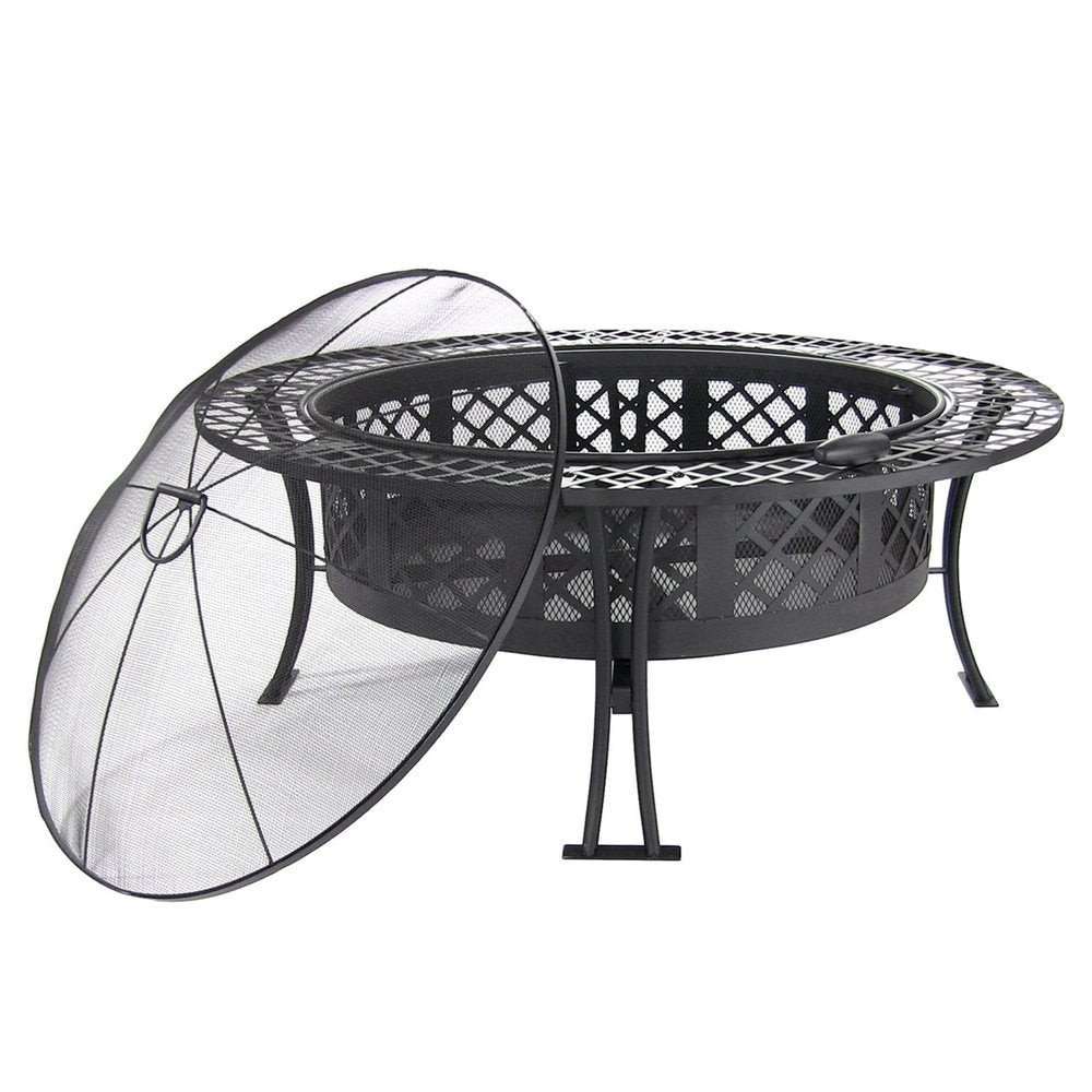 40" Black Steel Wood Burning Round Fire Pit