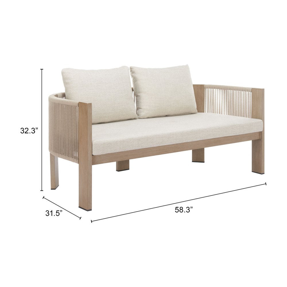 59" Beige Polypropylene Sofa