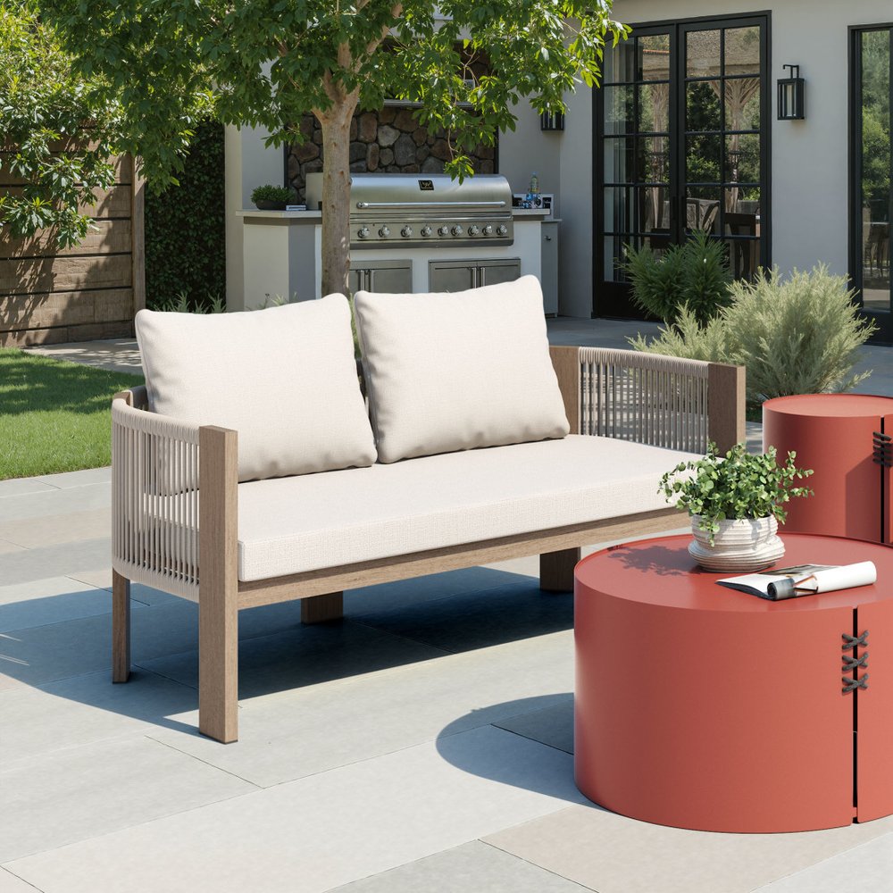 59" Beige Polypropylene Sofa