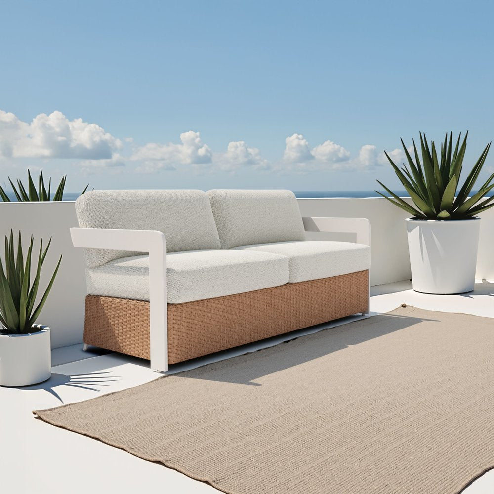 73" White Polypropylene Sofa