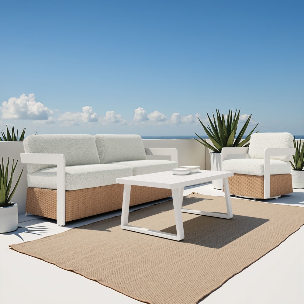 73" White Polypropylene Sofa