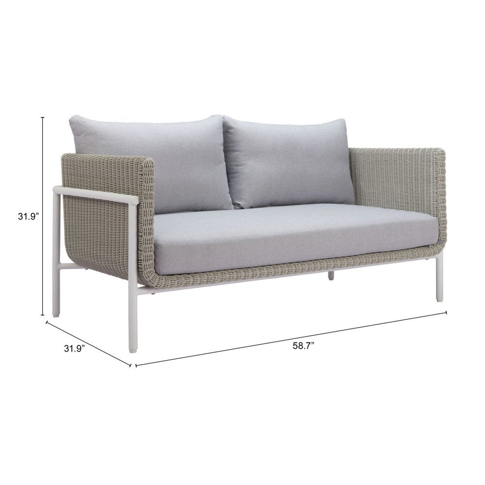 59" Gray Polypropylene Sofa