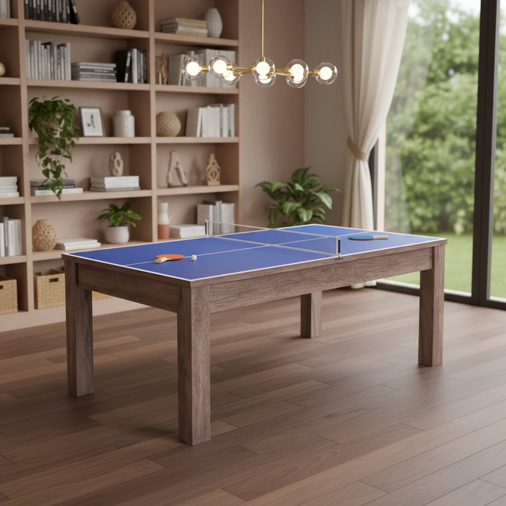 85" Brown Convertible Game And Dining Table