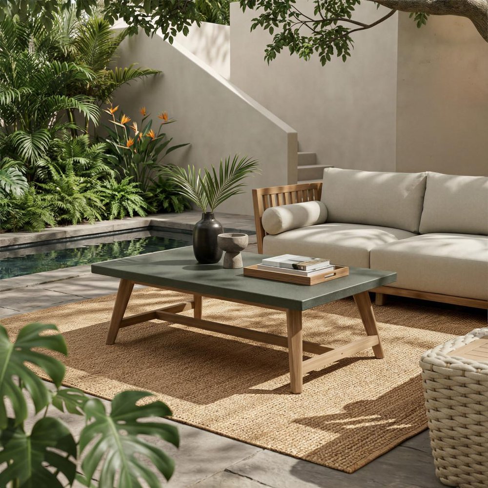 48" Dark Gray Concrete Outdoor Coffee Table