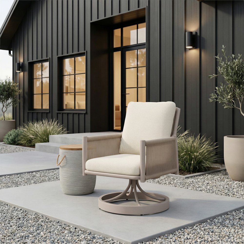 14" Natural and Gray Solid Wood and Faux Concrete Round Outdoor Side Table