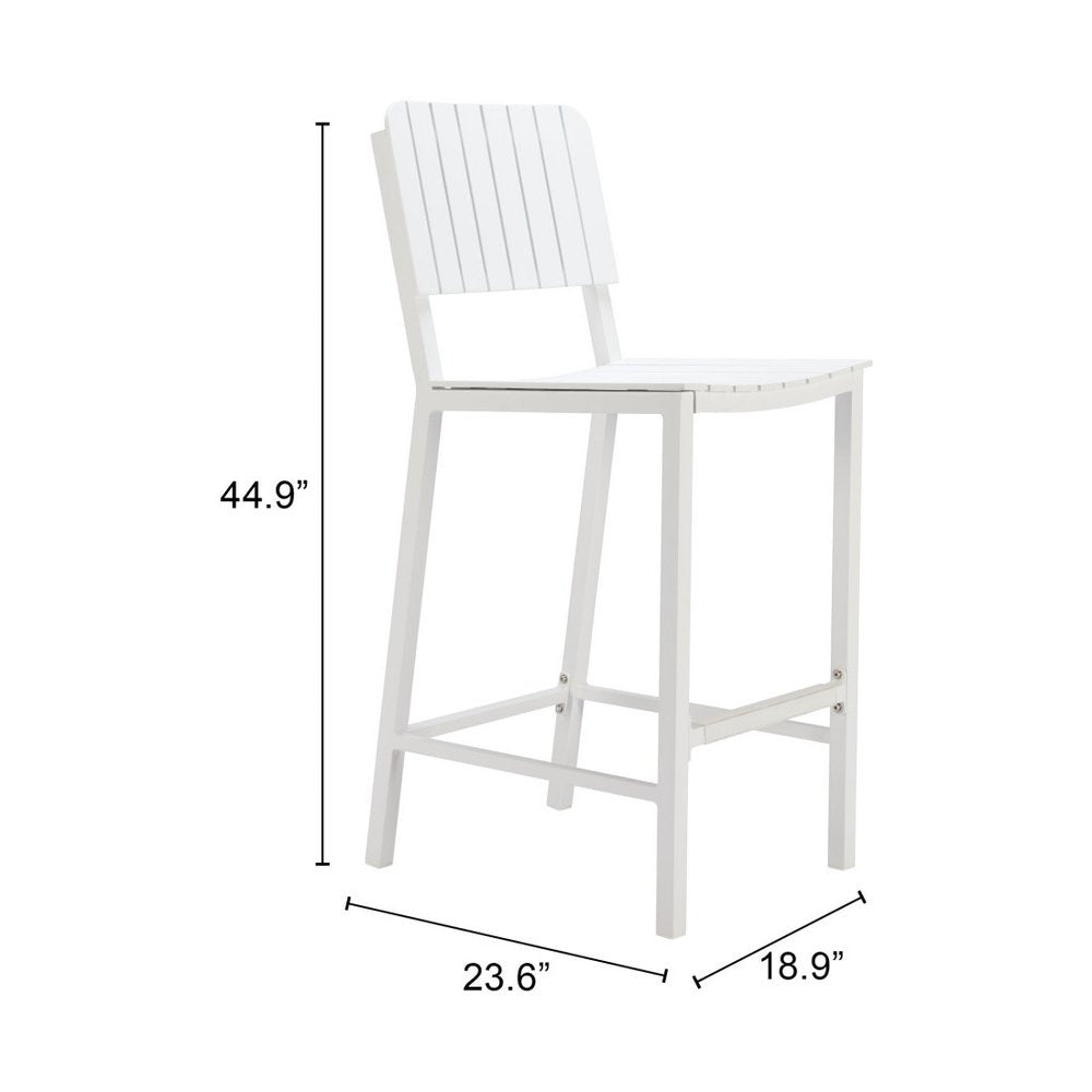 30" White Aluminum Outdoor Bar Height Chair
