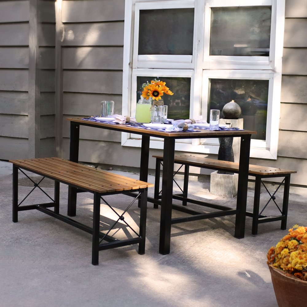 47" Brown Solid Wood Outdoor Dining Table
