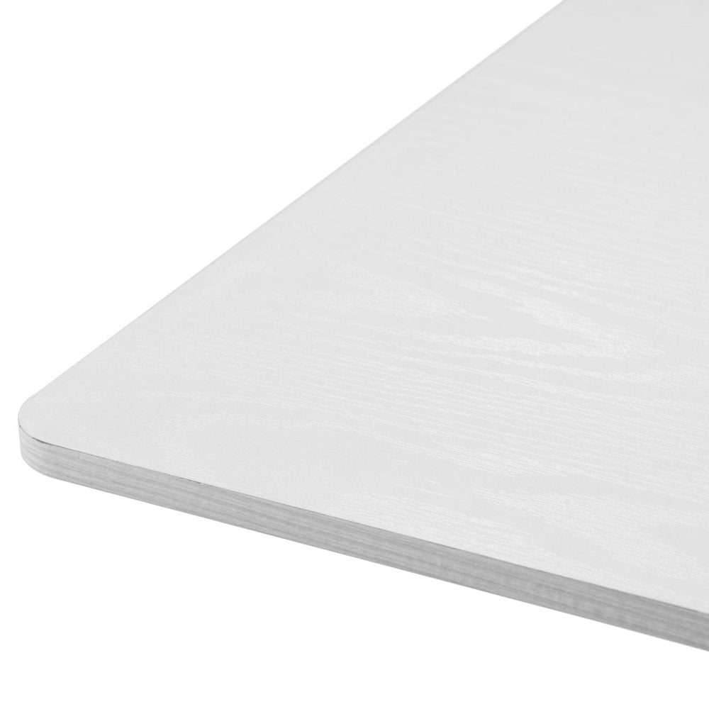 24" White Wood and Steel Square Bar Table