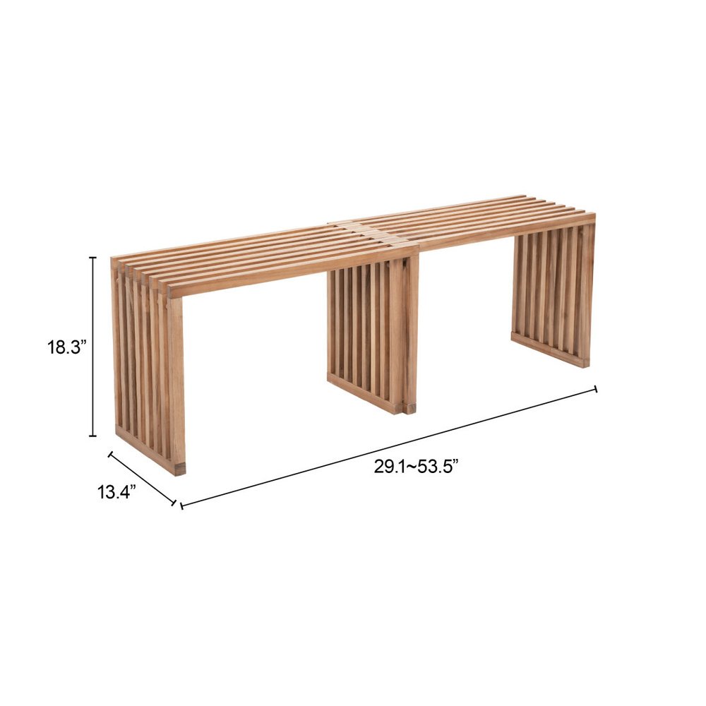 54" Natural Acacia Solid Wood Extendable Garden Patio Bench