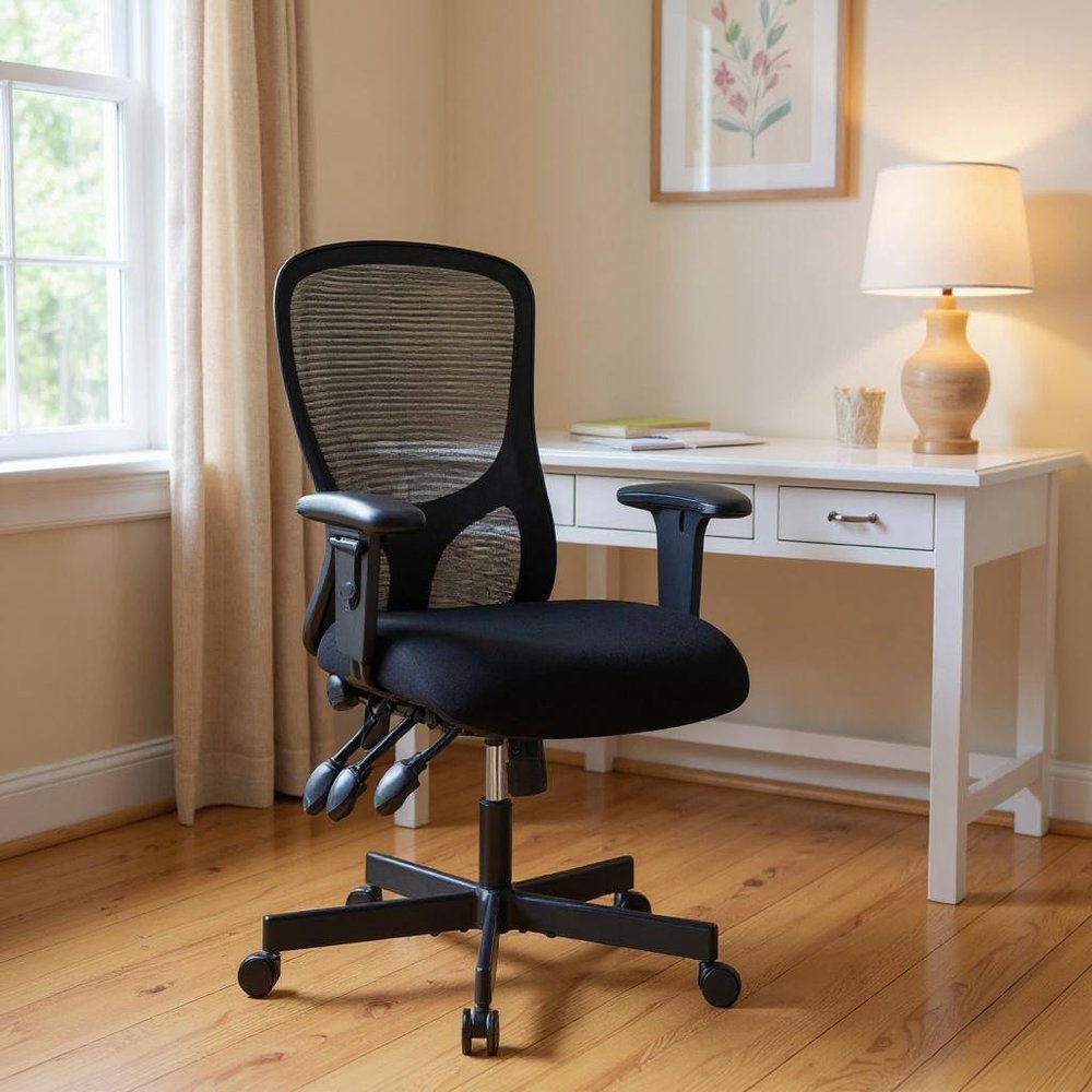 Black Adjustable Height Swivel Rolling Executive Office Chair