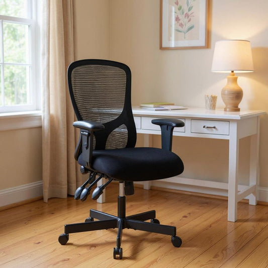 Black Adjustable Height Swivel Rolling Executive Office Chair