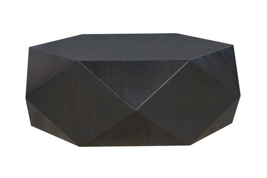 50" Black Wood Hexagon Block Coffee Table