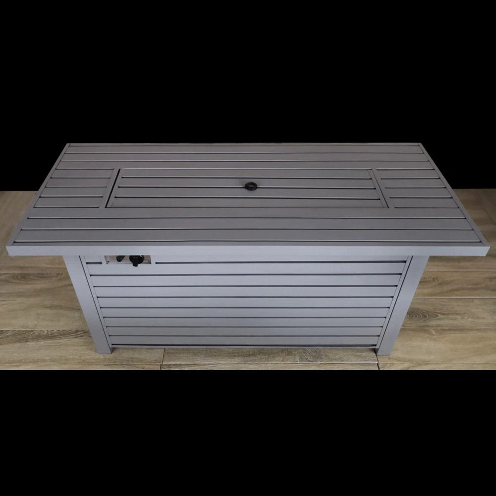 50000 BTU 42" Gray Steel Propane Rectangular Fire Pit With Cover