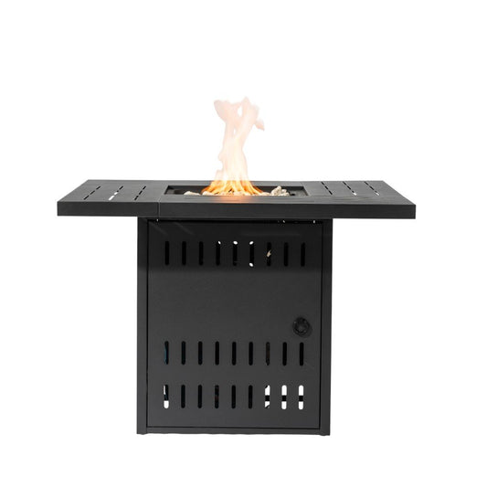 50000 BTU 34" Black Steel Propane Square Fire Pit With Cover