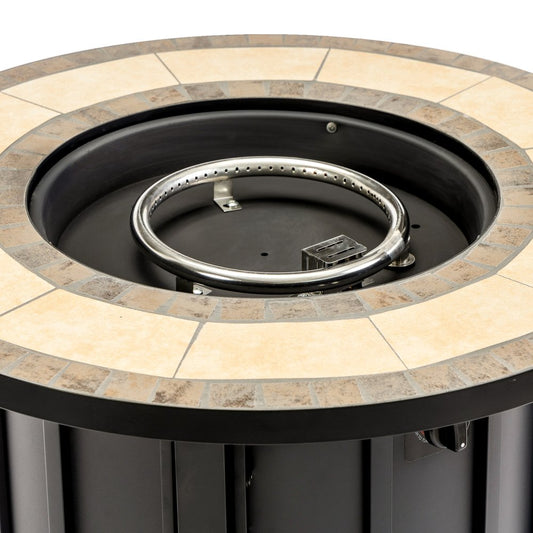 50000 BTU 30" Black Steel Propane Column Fire Pit With Cover