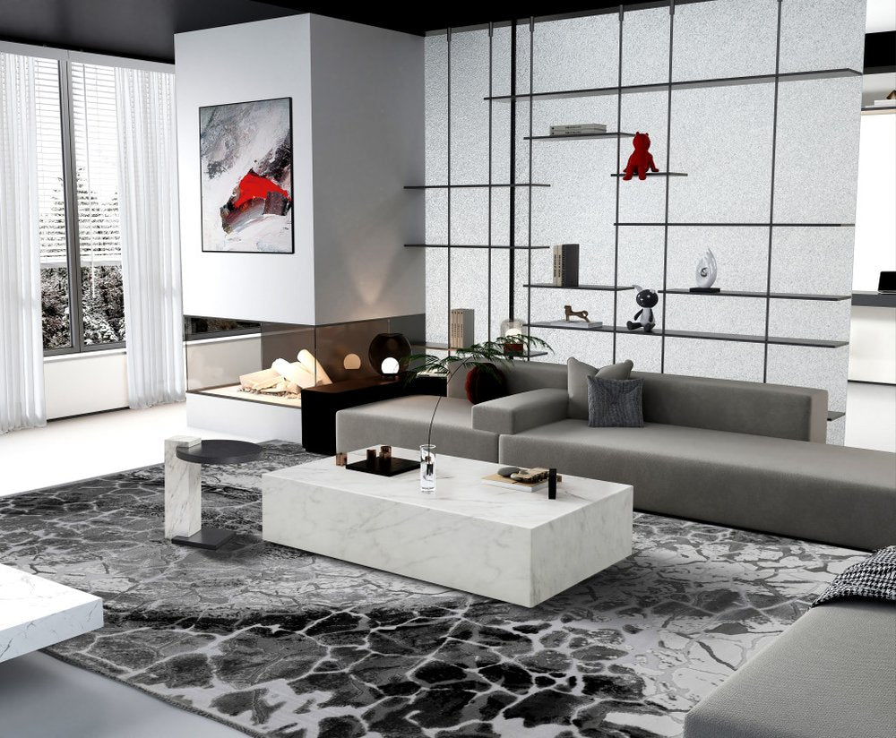 55" White Genuine Marble Block Coffee Table