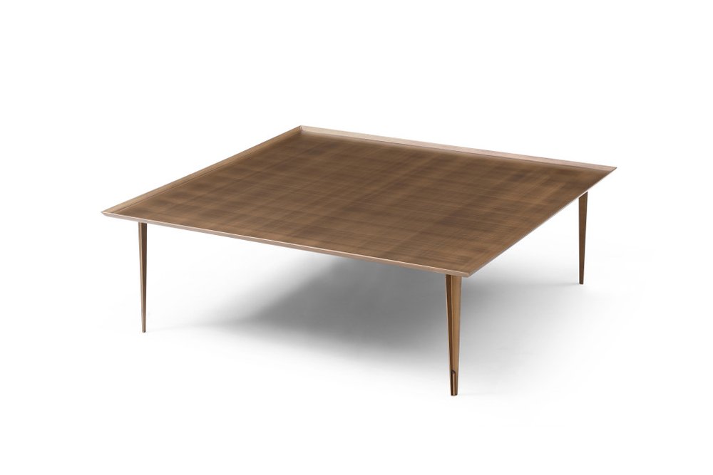 47" Bronze Bronze Square Distressed Coffee Table