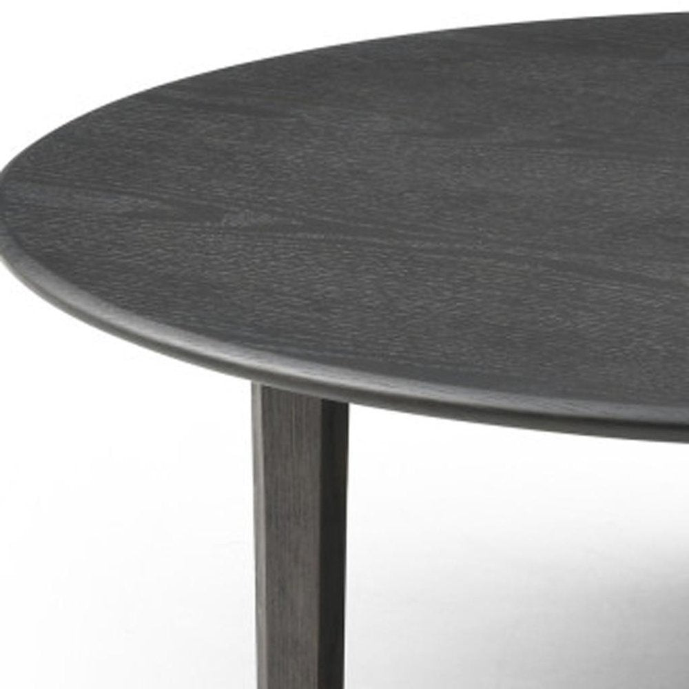 41" Black Solid Wood Round Coffee Table