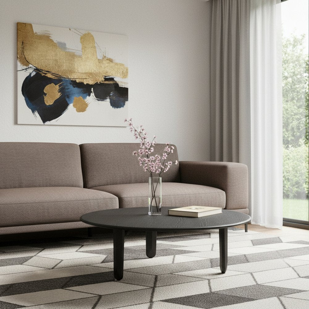 41" Black Solid Wood Round Coffee Table