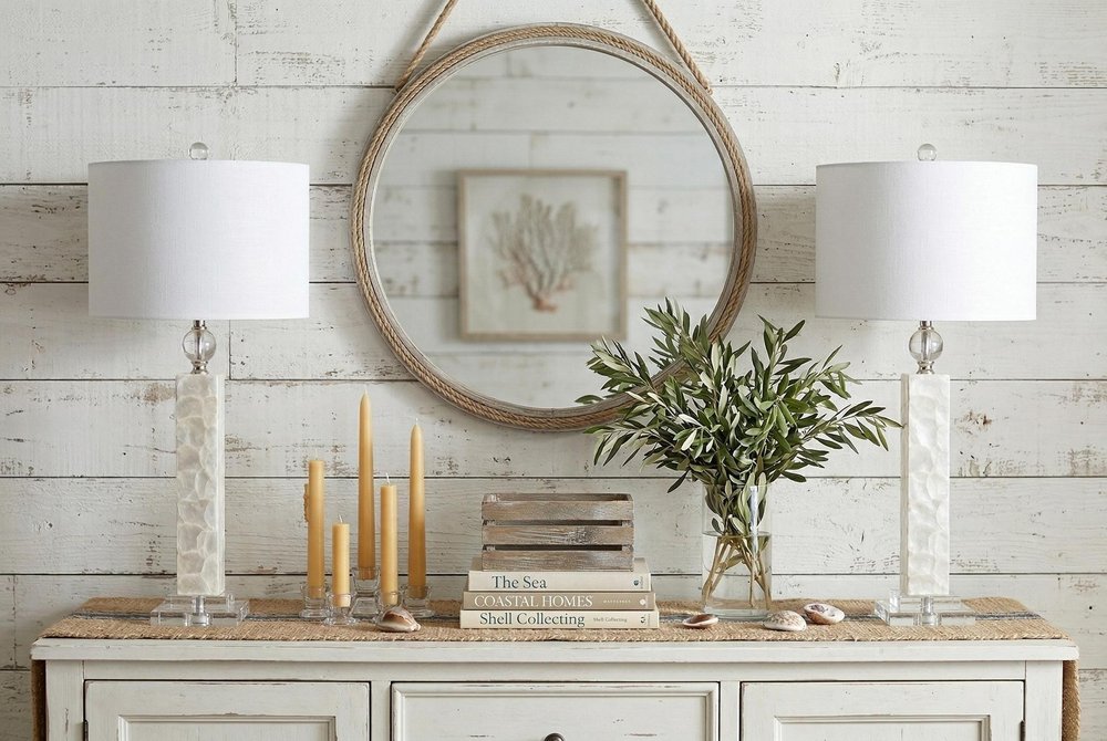 Set of Two 32" Clear Novelty Table Lamps With Drum Shades