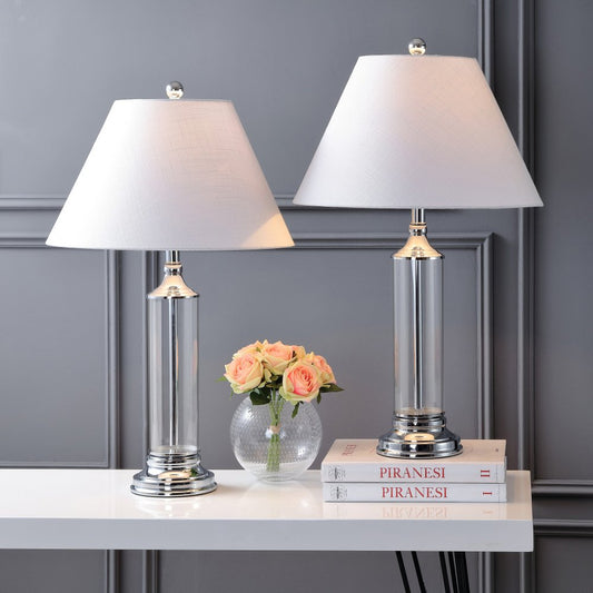 Set of Two 29" Silver Novelty Table Lamps With Empire Shades