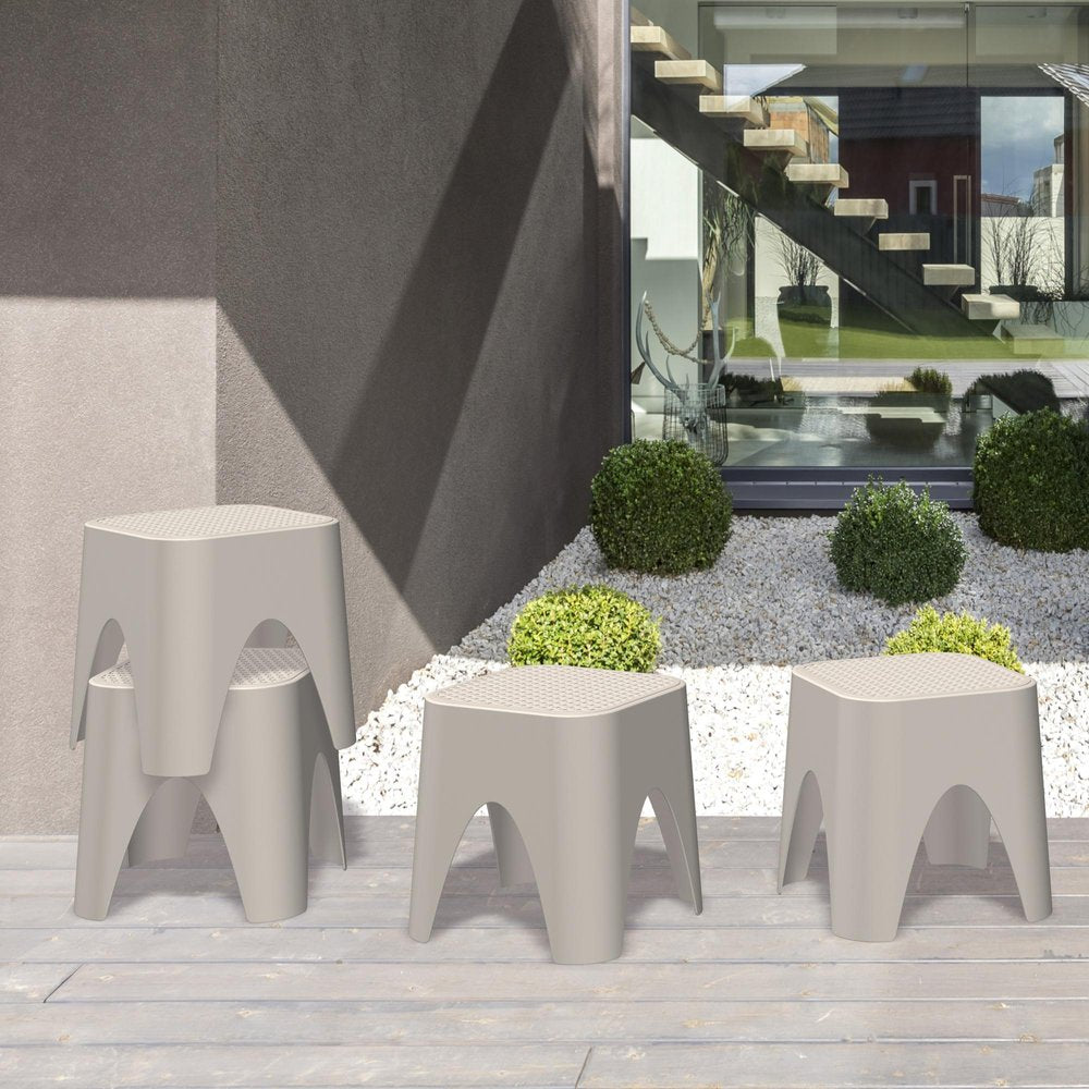 15" Plastic Outdoor Footstool Ottoman