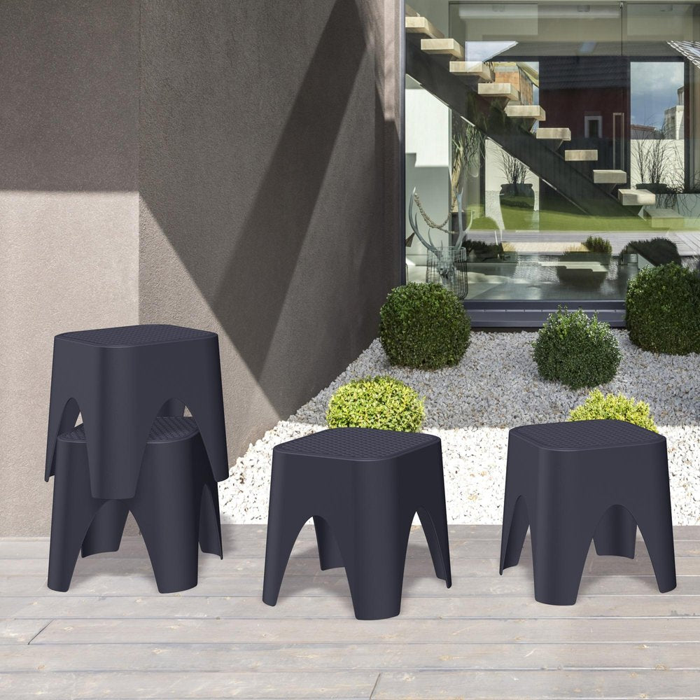 15" Plastic Outdoor Footstool Ottoman