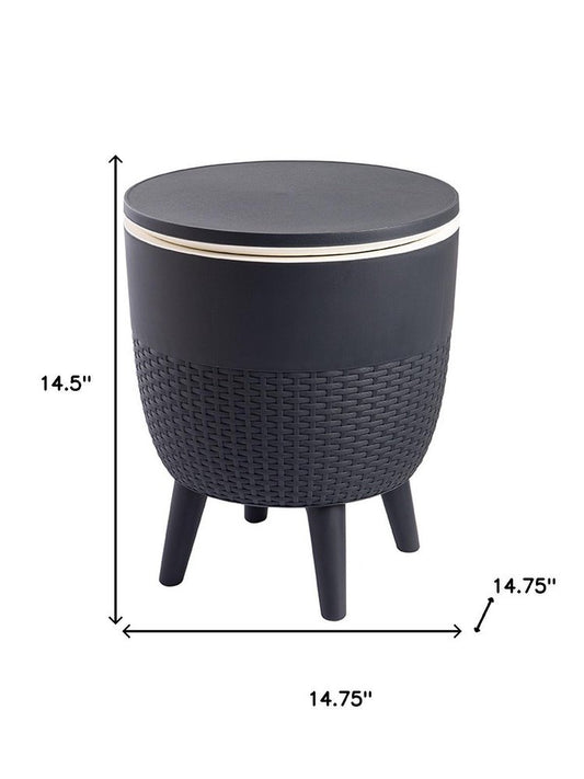 15" Plastic Outdoor Footstool Ottoman