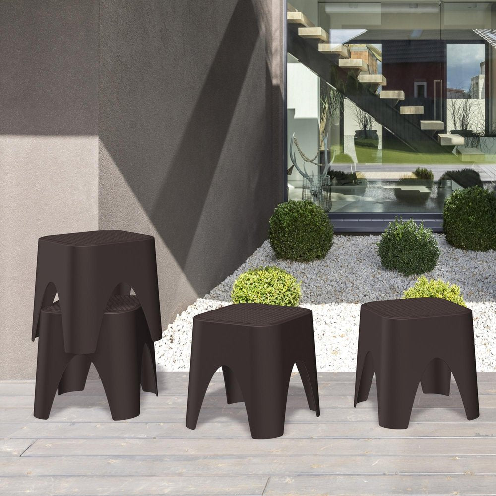 15" Plastic Outdoor Footstool Ottoman